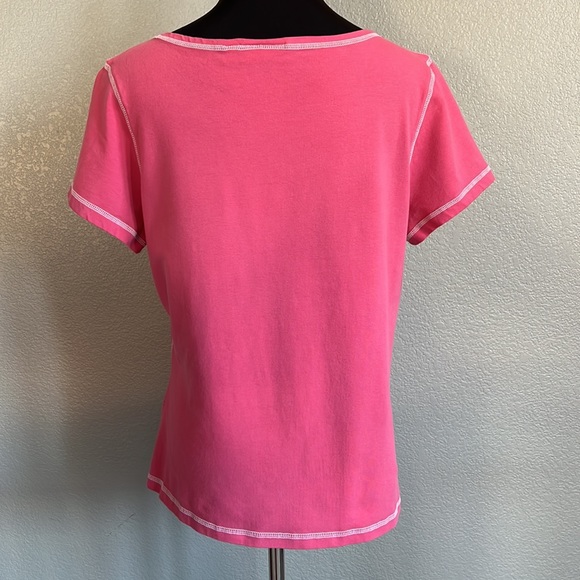 Coral Pink Tee White Topstitching - Picture 2 of 3